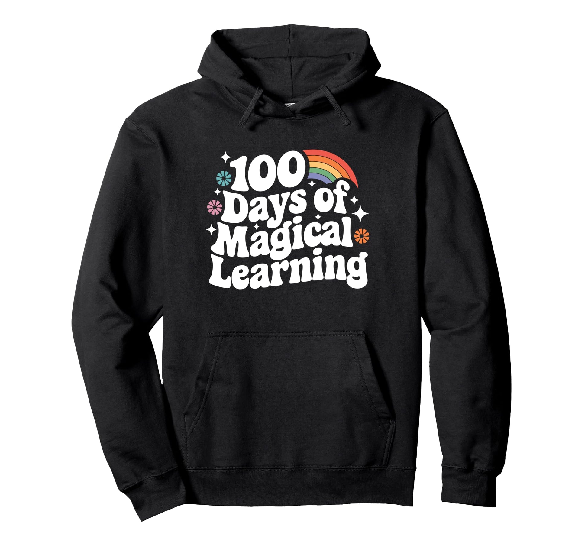 Groovy Rainbow 100 Days Magical Learning Hoodie - Novelty Apparel Unisex - T-Shirt, Sweatshirt, Hoodie