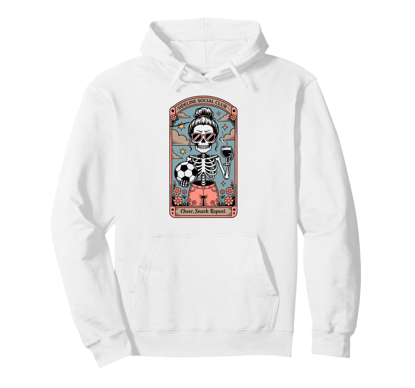Sideline Social Club Skeleton Soccer Hoodie - Fun Novelty Design Men Women - T-Shirt, Sweatshirt, Hoodie