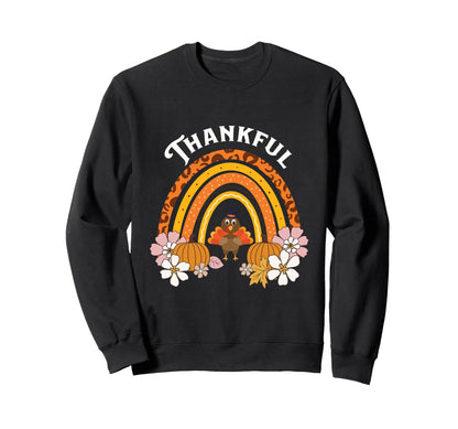 Thankful Vibes Turkey Rainbow Sweatshirt - Novelty Apparel for Adults - T-Shirt, Sweatshirt, Hoodie