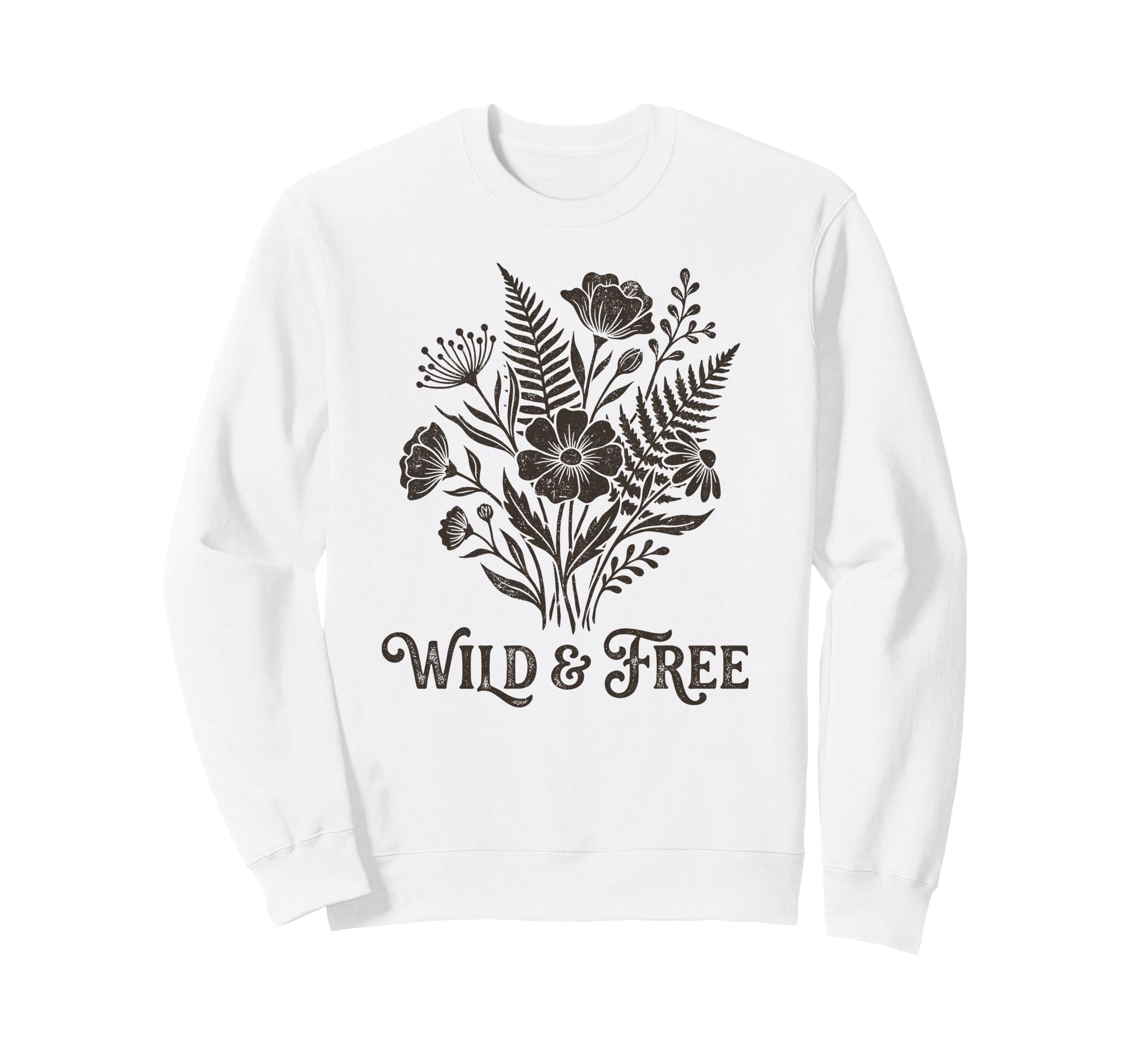 Boho Wildflowers Watercolor Sweatshirt - Fun Novelty Design for Adults - T-Shirt, Sweatshirt, Hoodie