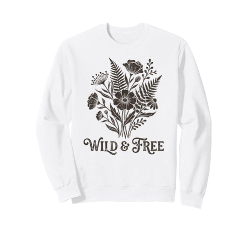 Boho Wildflowers Watercolor Sweatshirt - Fun Novelty Design for Adults - T-Shirt, Sweatshirt, Hoodie