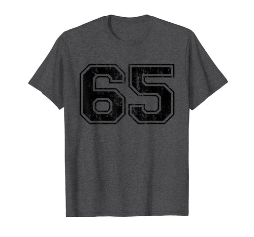 Number 65 Varsity Distressed Sport T-Shirt - Novelty Apparel Men Women - T-Shirt, Sweatshirt, Hoodie