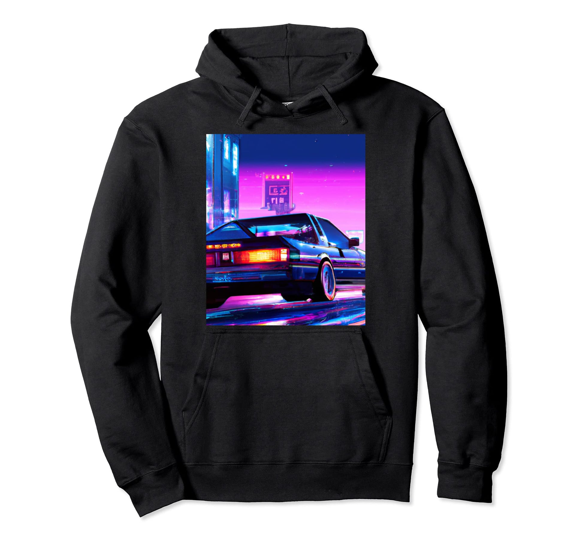 Vaporwave Car Synthwave City Vaporwave Hoodie - Fun Novelty Design Unisex - T-Shirt, Sweatshirt, Hoodie
