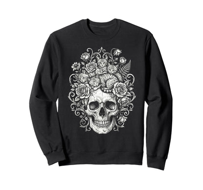 Skull Cat Skeleton Kitty Kitten Sweatshirt - Minimalist Print Unisex - T-Shirt, Sweatshirt, Hoodie