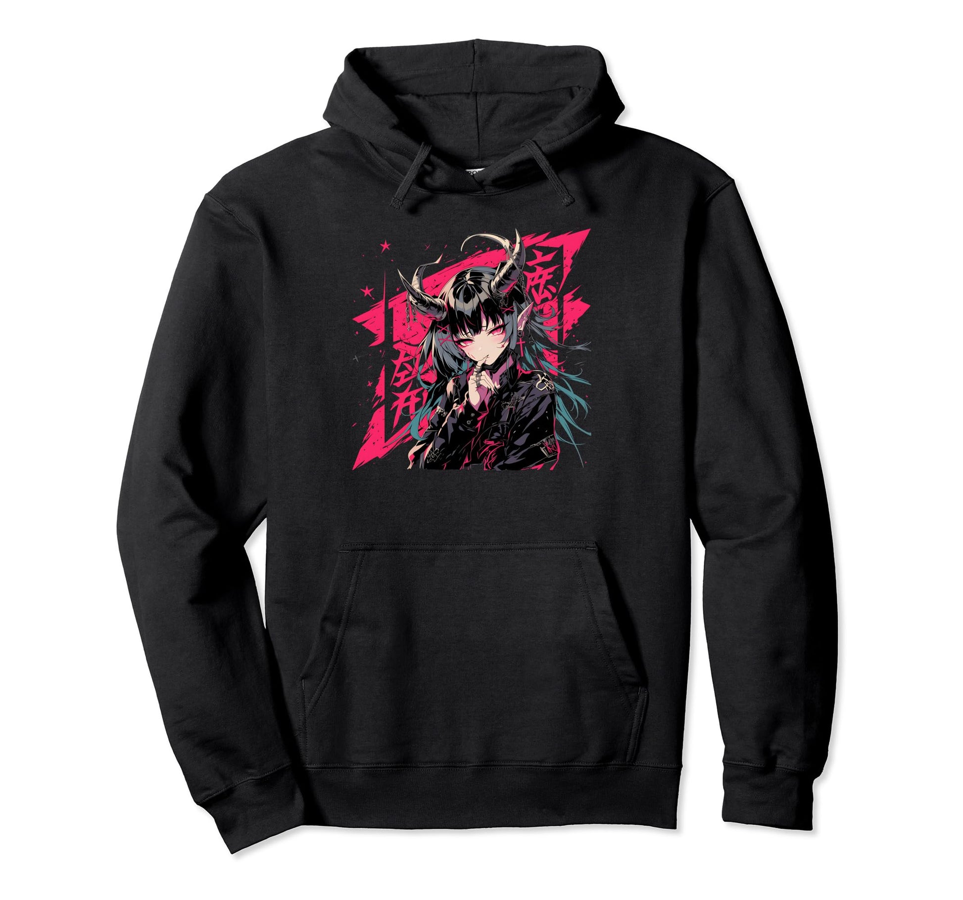 Goth Grunge Demon Anime Waifu Horror Alt Hoodie - Custom Art Print Unisex - T-Shirt, Sweatshirt, Hoodie