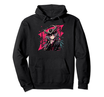 Goth Grunge Demon Anime Waifu Horror Alt Hoodie - Custom Art Print Unisex - T-Shirt, Sweatshirt, Hoodie