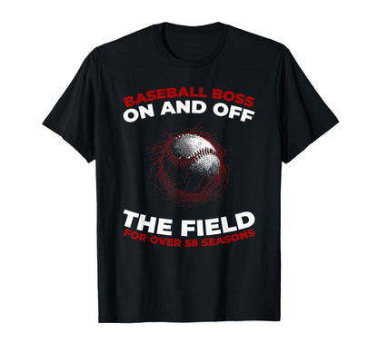 58 Years Old Baseballer Player Team T-Shirt - Casual Everyday Wear Unisex - T-Shirt, Sweatshirt, Hoodie