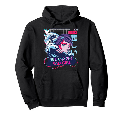 Sad Anime Glitch Sorrow Egirl Hoodie - Aesthetic Graphic for Adults - T-Shirt, Sweatshirt, Hoodie