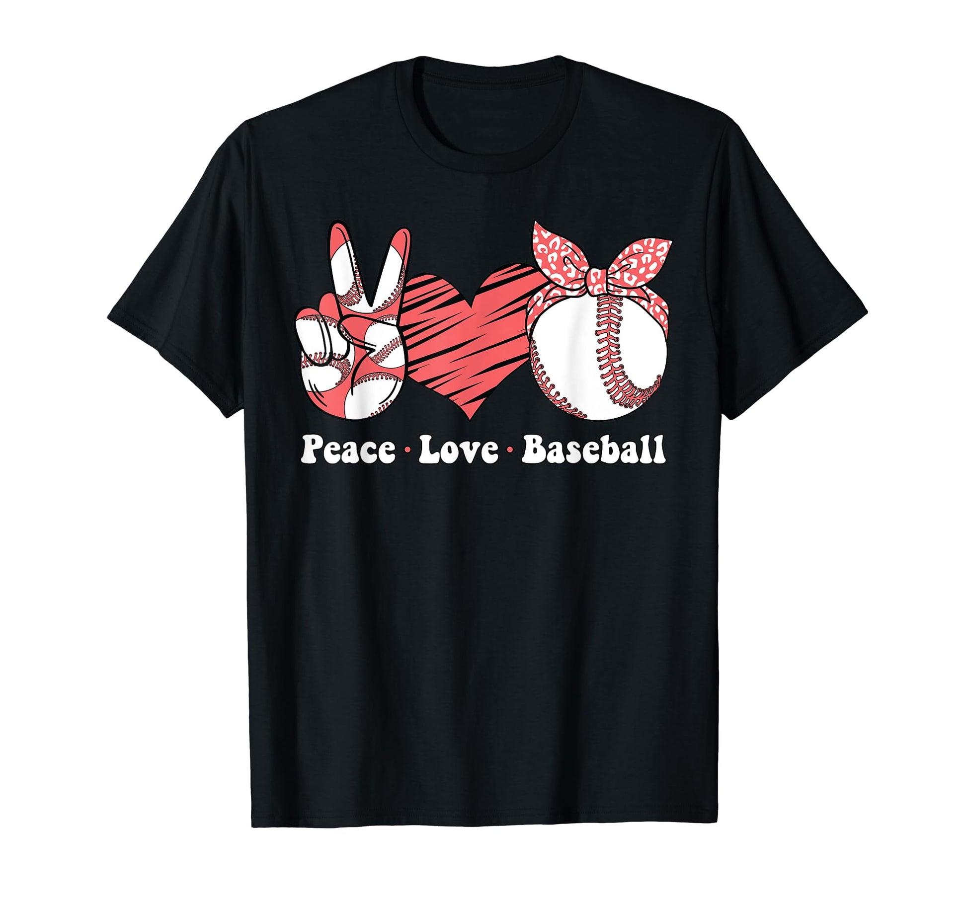 Peace Love Baseball Mom Bandana Mothers T-Shirt - Unique Graphic Unisex - T-Shirt, Sweatshirt, Hoodie