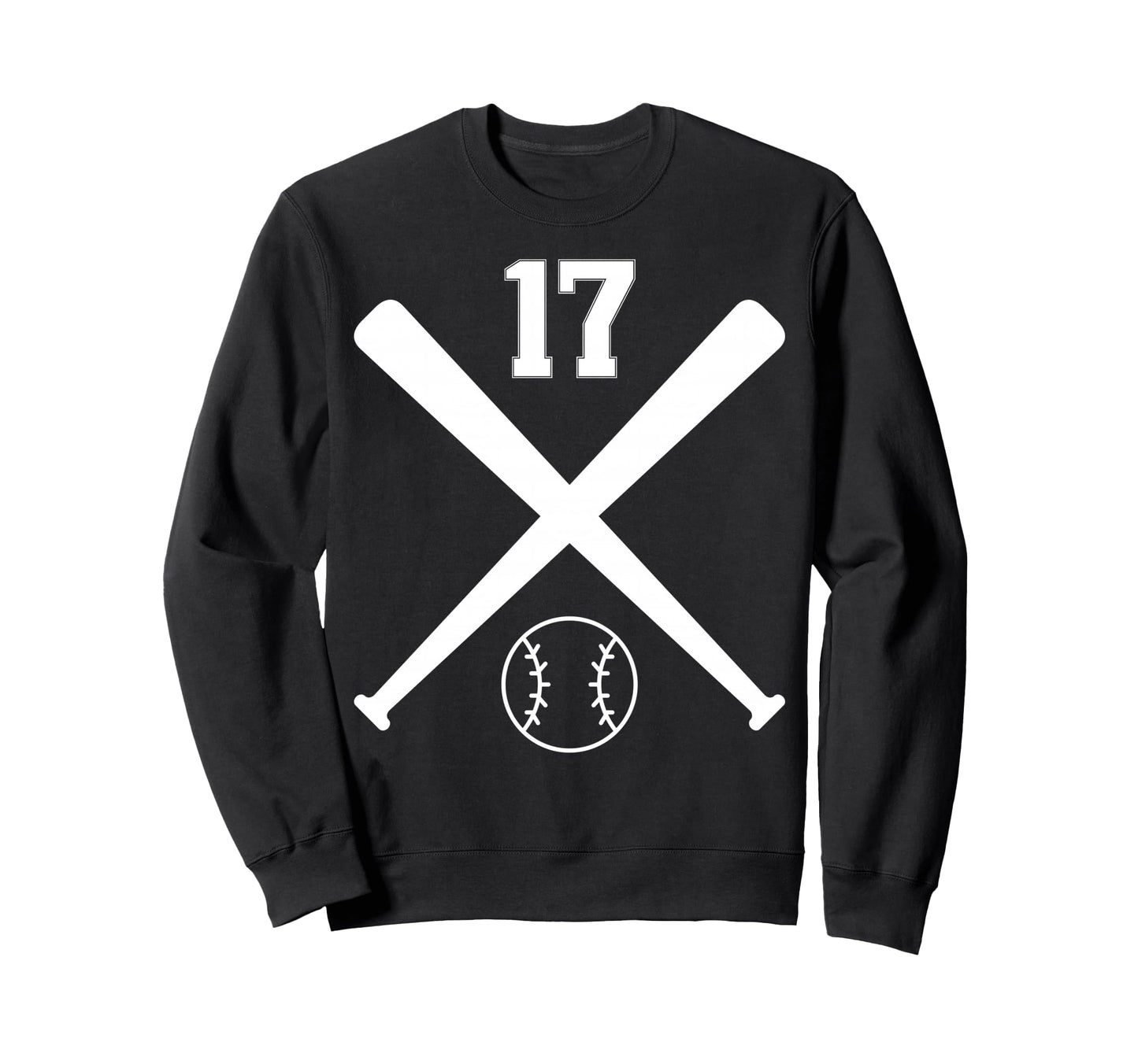 Baseball Softball Number 17 Sweatshirt - Novelty Apparel for Adults - T-Shirt, Sweatshirt, Hoodie