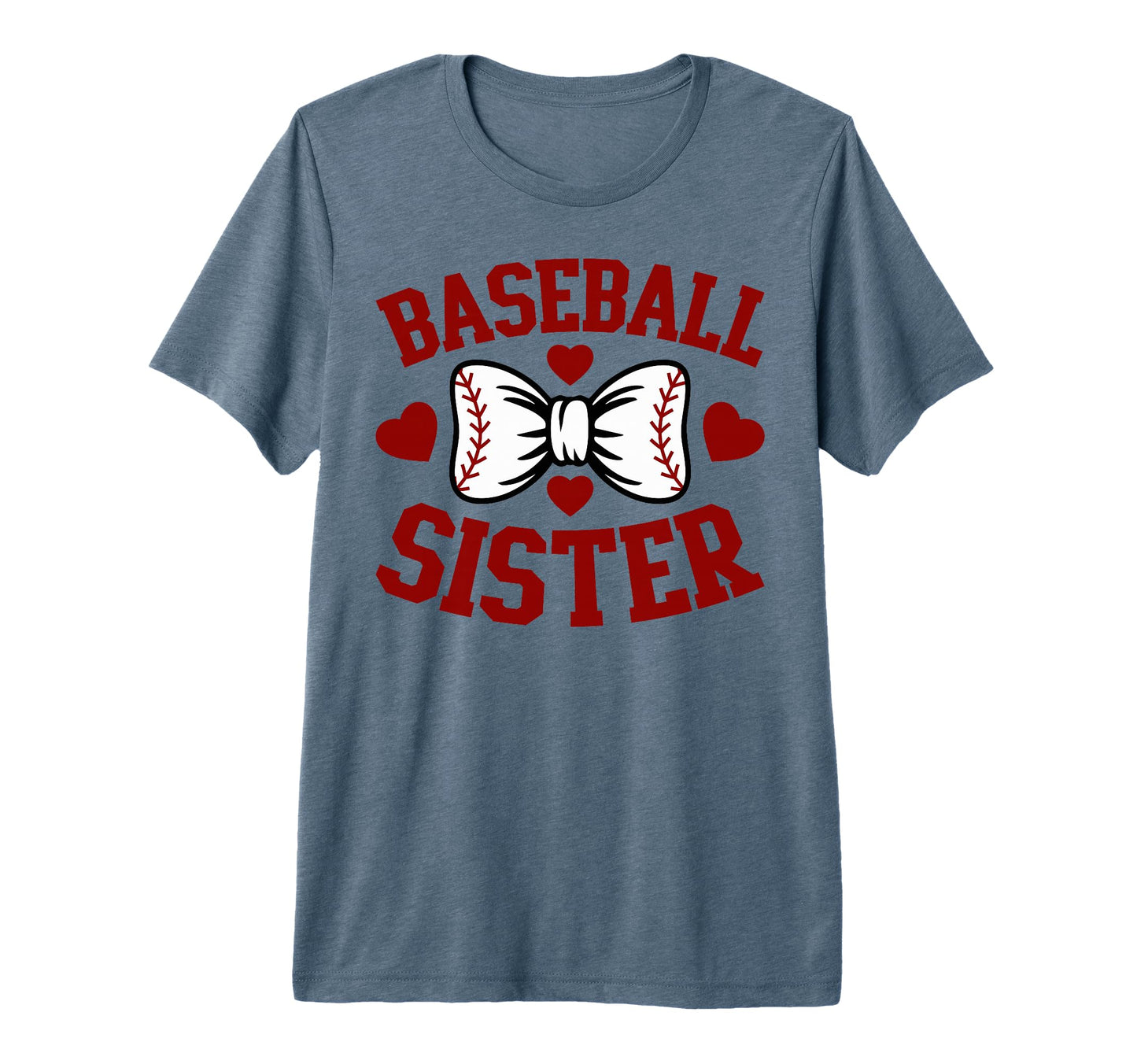 Baseball Sister Heart Bow Softball T-Shirt - Aesthetic Graphic for Adults - T-Shirt, Sweatshirt, Hoodie