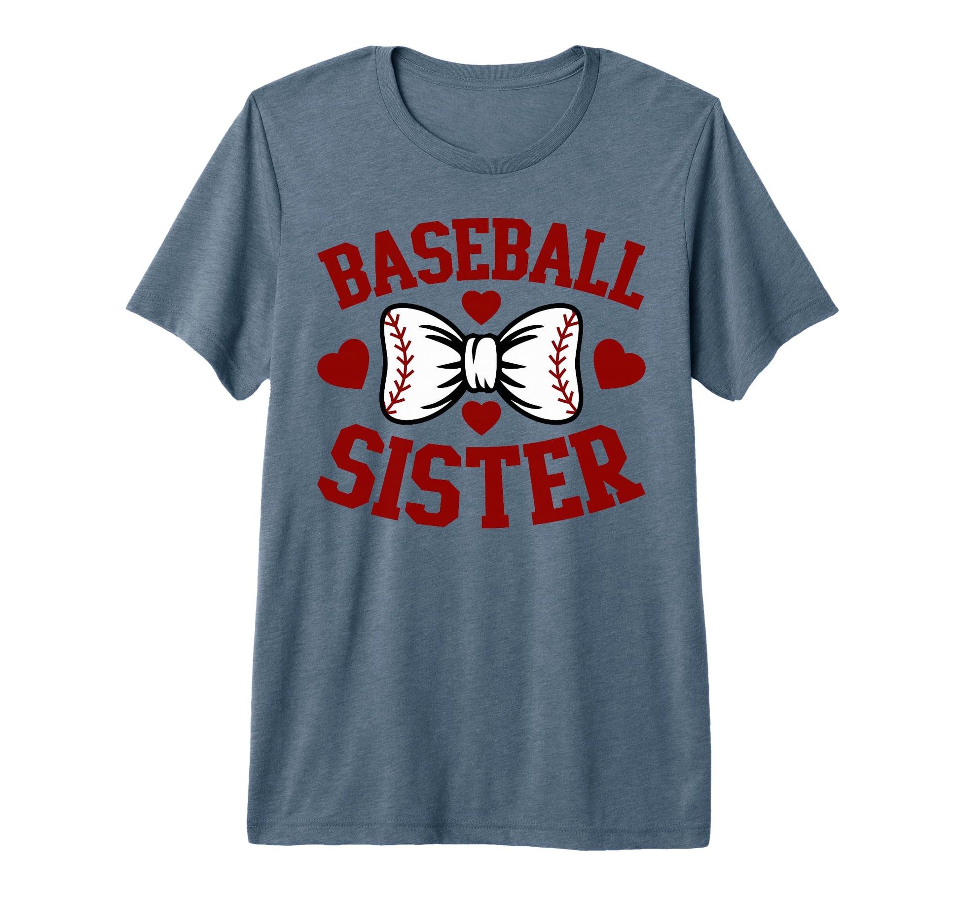 Baseball Sister Heart Bow Softball T-Shirt - Aesthetic Graphic for Adults - T-Shirt, Sweatshirt, Hoodie