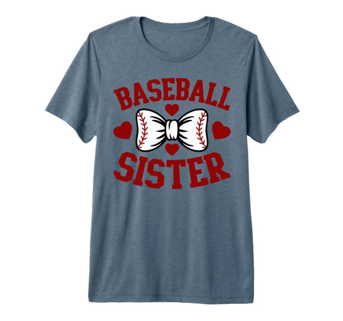 Baseball Sister Heart Bow Softball T-Shirt - Aesthetic Graphic for Adults - T-Shirt, Sweatshirt, Hoodie