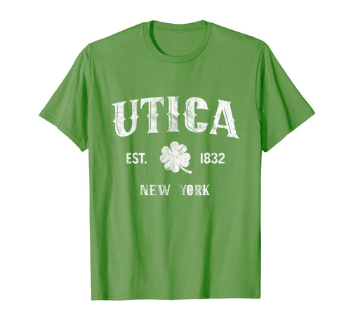 Utica New York Varsity Shamrock St T-Shirt - Graphic Print Men Women - T-Shirt, Sweatshirt, Hoodie