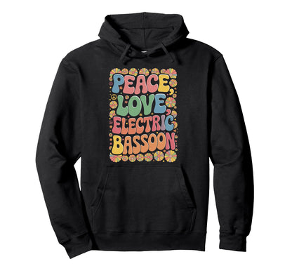 60S 70S Hippie Bassoonist Peace Love Hoodie - Aesthetic Graphic Men Women - T-Shirt, Sweatshirt, Hoodie