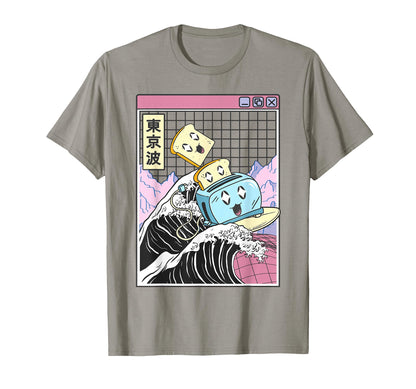 Toaster Great Wave Kawaii Vaporwave T-Shirt - Fun Novelty Design Unisex - T-Shirt, Sweatshirt, Hoodie