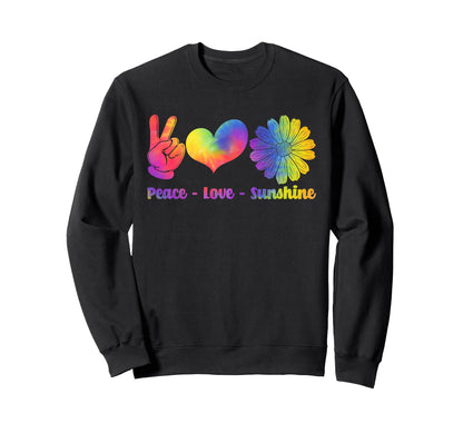 Hippie Rainbow Peace Love Sunshine Sweatshirt - Aesthetic Graphic Unisex - T-Shirt, Sweatshirt, Hoodie