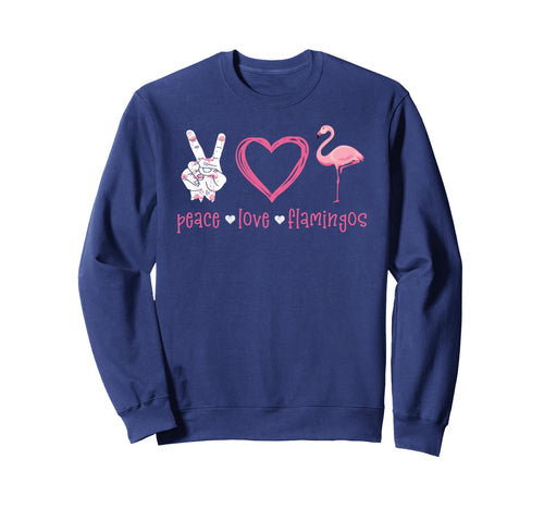 Peace Love Flamingo Hand Sign Heart Sweatshirt - Unique Graphic Unisex - T-Shirt, Sweatshirt, Hoodie