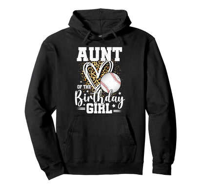 Aunt Birthday Baseball Aunt Leopard Heart Hoodie - Graphic Print for Adults - T-Shirt, Sweatshirt, Hoodie