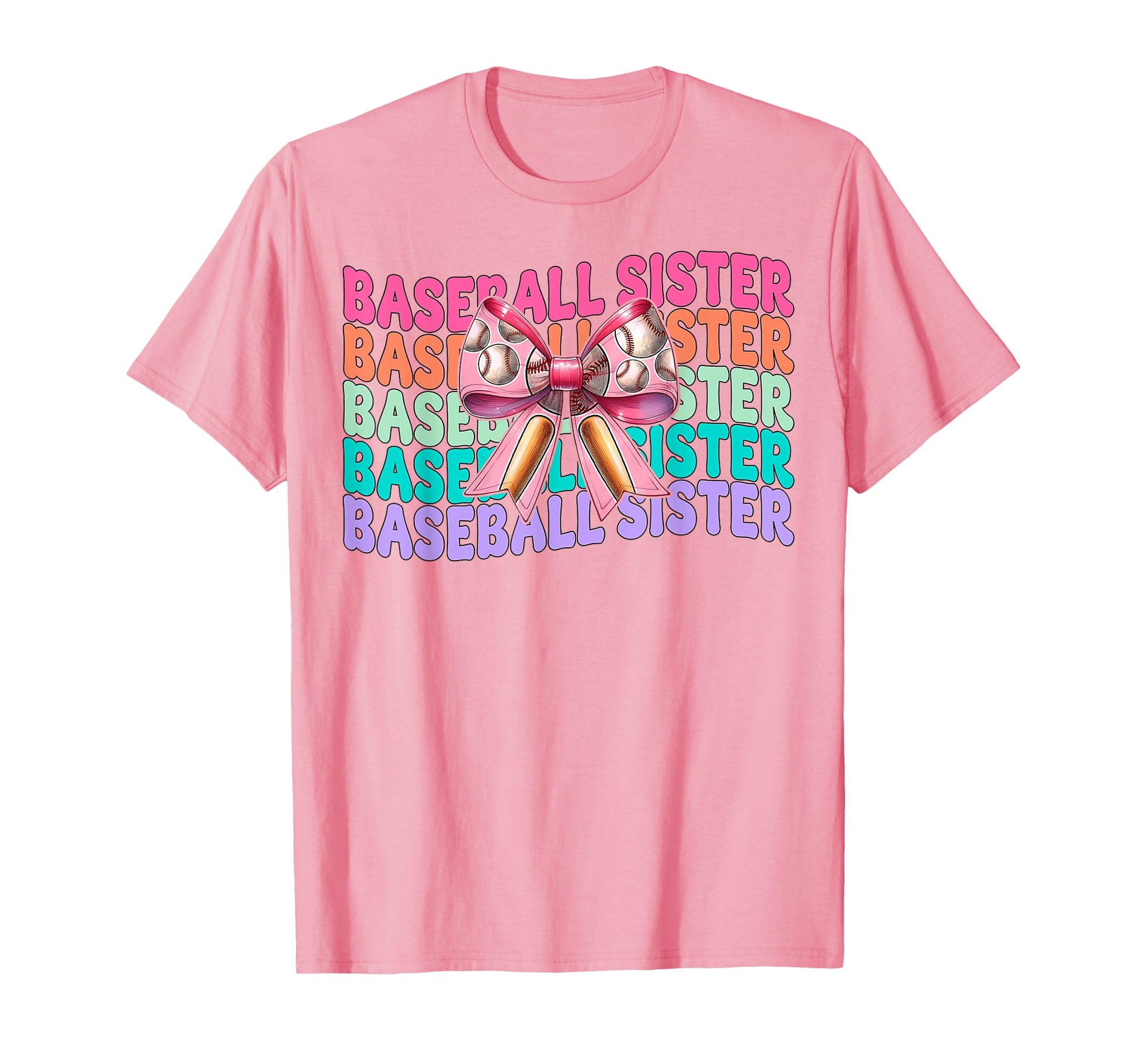 Baseball Sister Baseball Coquette Bow T-Shirt - Minimalist Print Men Women - T-Shirt, Sweatshirt, Hoodie
