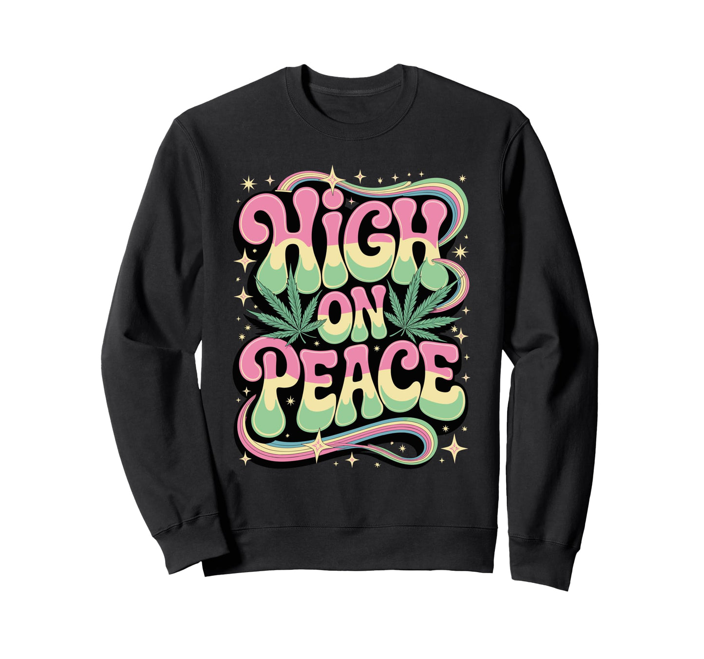 High Peace Groovy Cannabis Sweatshirt - Casual Everyday Wear for Adults - T-Shirt, Sweatshirt, Hoodie