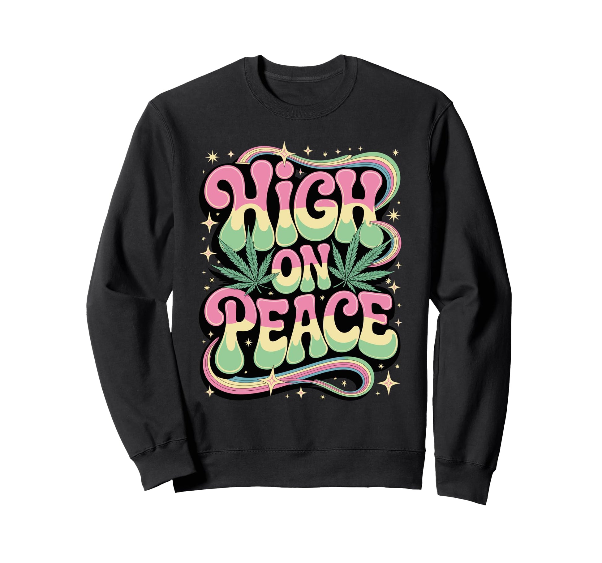 High Peace Groovy Cannabis Sweatshirt - Casual Everyday Wear for Adults - T-Shirt, Sweatshirt, Hoodie