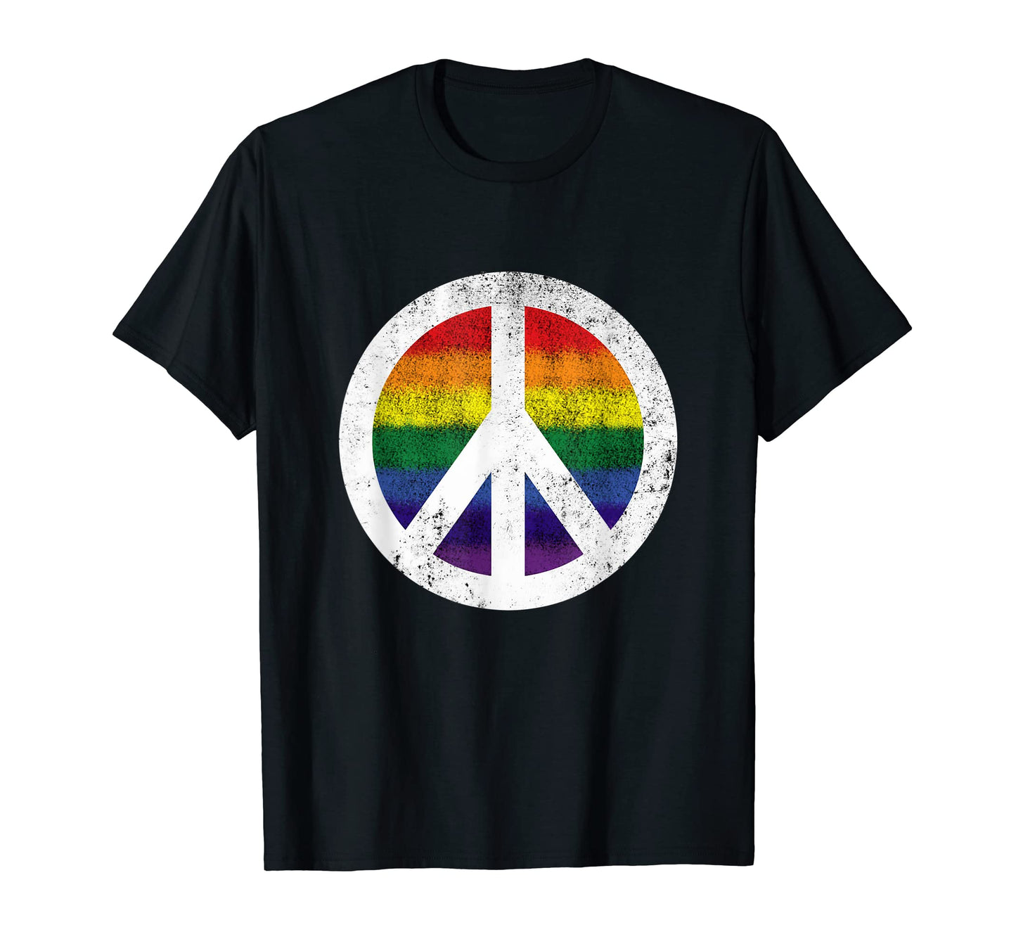 Distressed Rainbow Peace Symbol T-Shirt - Novelty Apparel Unisex - T-Shirt, Sweatshirt, Hoodie