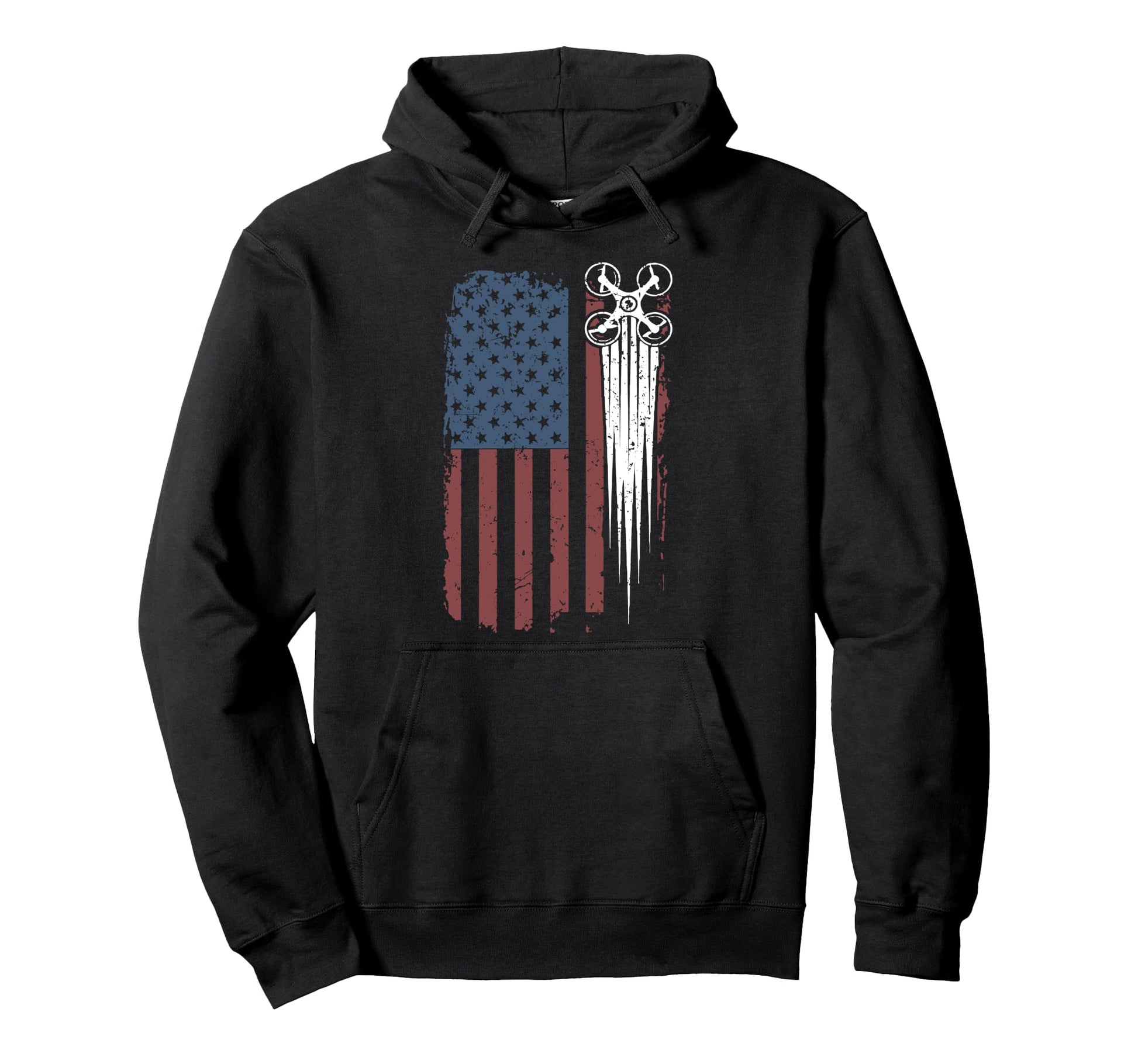 Drone Pilot Usa American Flag Camera Hoodie - Novelty Apparel for Adults - T-Shirt, Sweatshirt, Hoodie