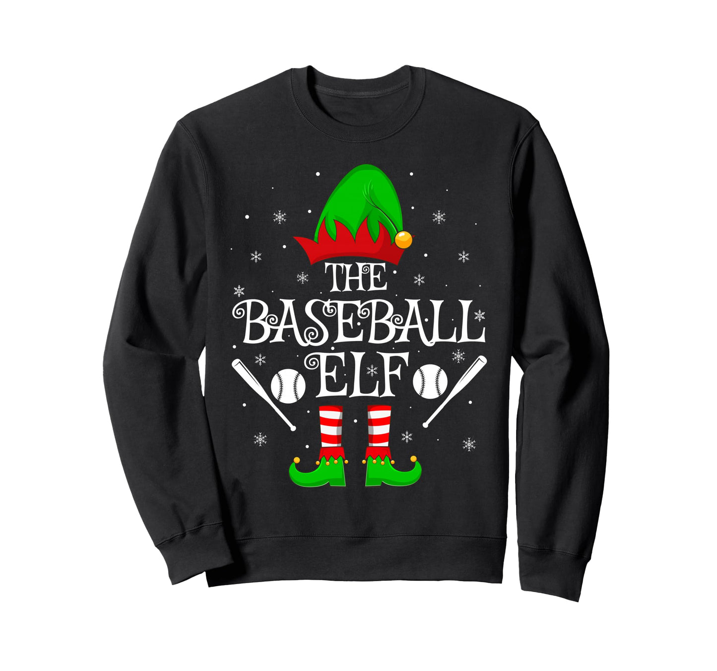 Baseball Elf Family Matching Elf Sweatshirt - Casual Everyday Wear Unisex - T-Shirt, Sweatshirt, Hoodie