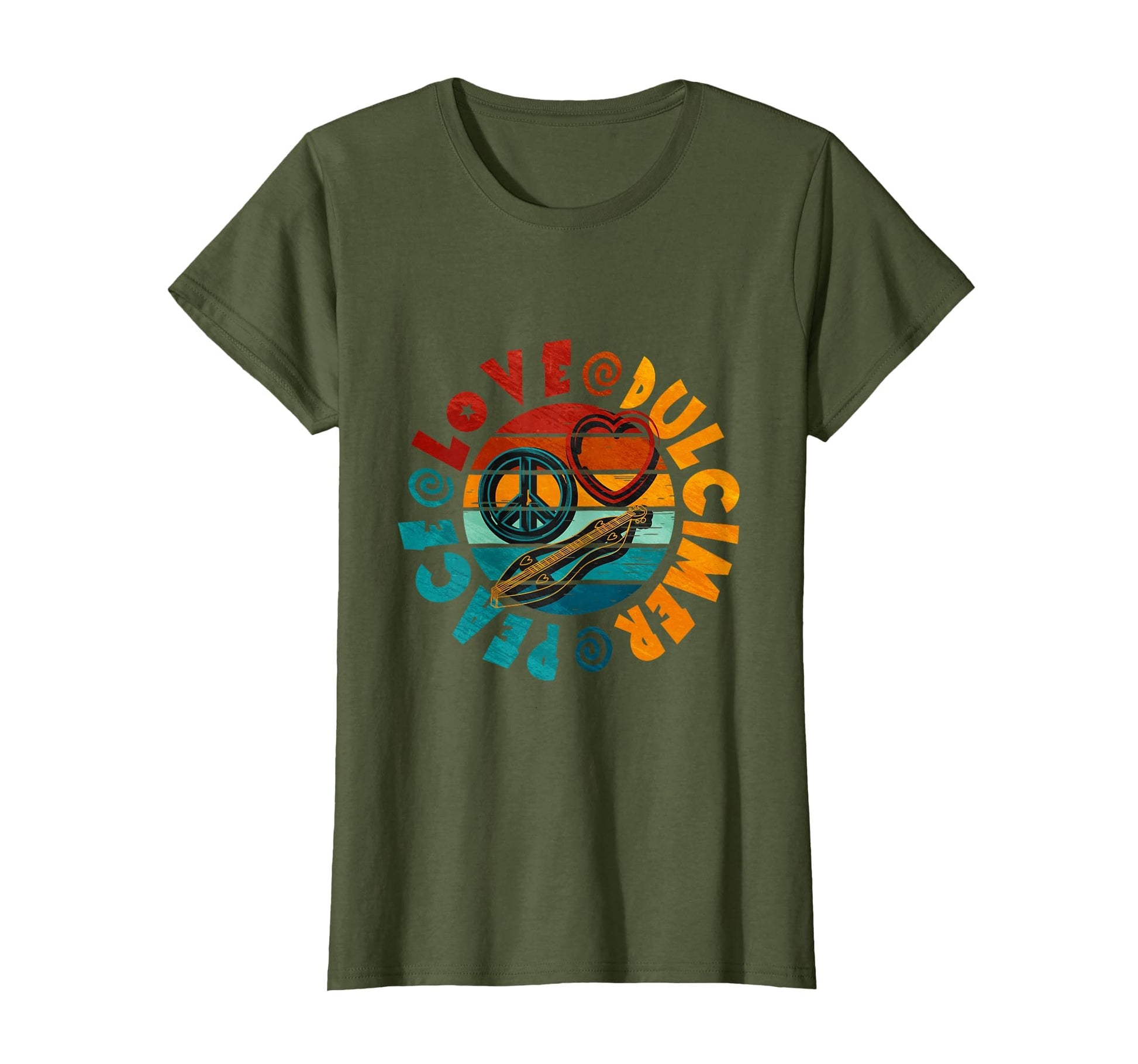 Peace Love Dulcimer T-Shirt - Fun Novelty Design Men Women - T-Shirt, Sweatshirt, Hoodie