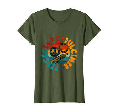 Peace Love Dulcimer T-Shirt - Fun Novelty Design Men Women - T-Shirt, Sweatshirt, Hoodie