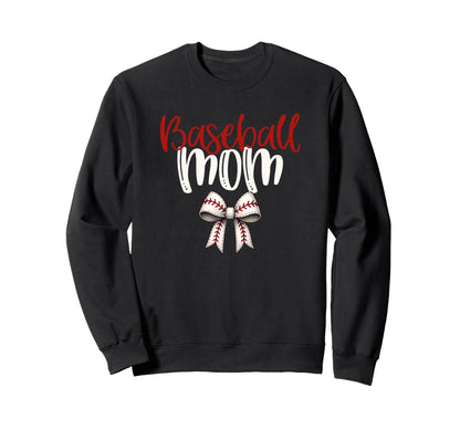 Baseball Mom Coquette Bow Game Day Sweatshirt - Graphic Print Unisex - T-Shirt, Sweatshirt, Hoodie