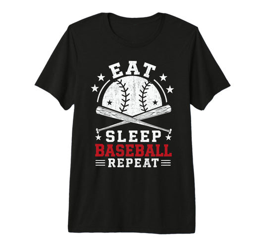 Eat Sleep Baseball Repeat Baseball T-Shirt - Graphic Print Men Women - T-Shirt, Sweatshirt, Hoodie