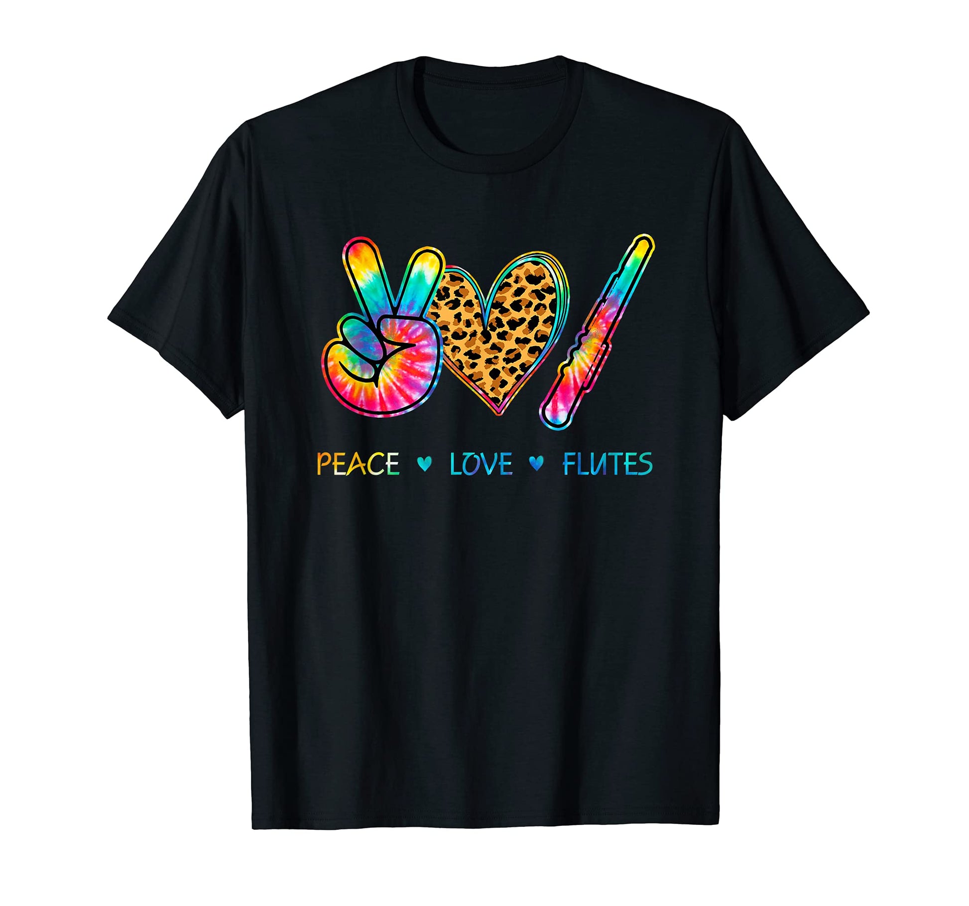 Peace Love Flutes Tie Dye T-Shirt - Fun Novelty Design Men Women - T-Shirt, Sweatshirt, Hoodie