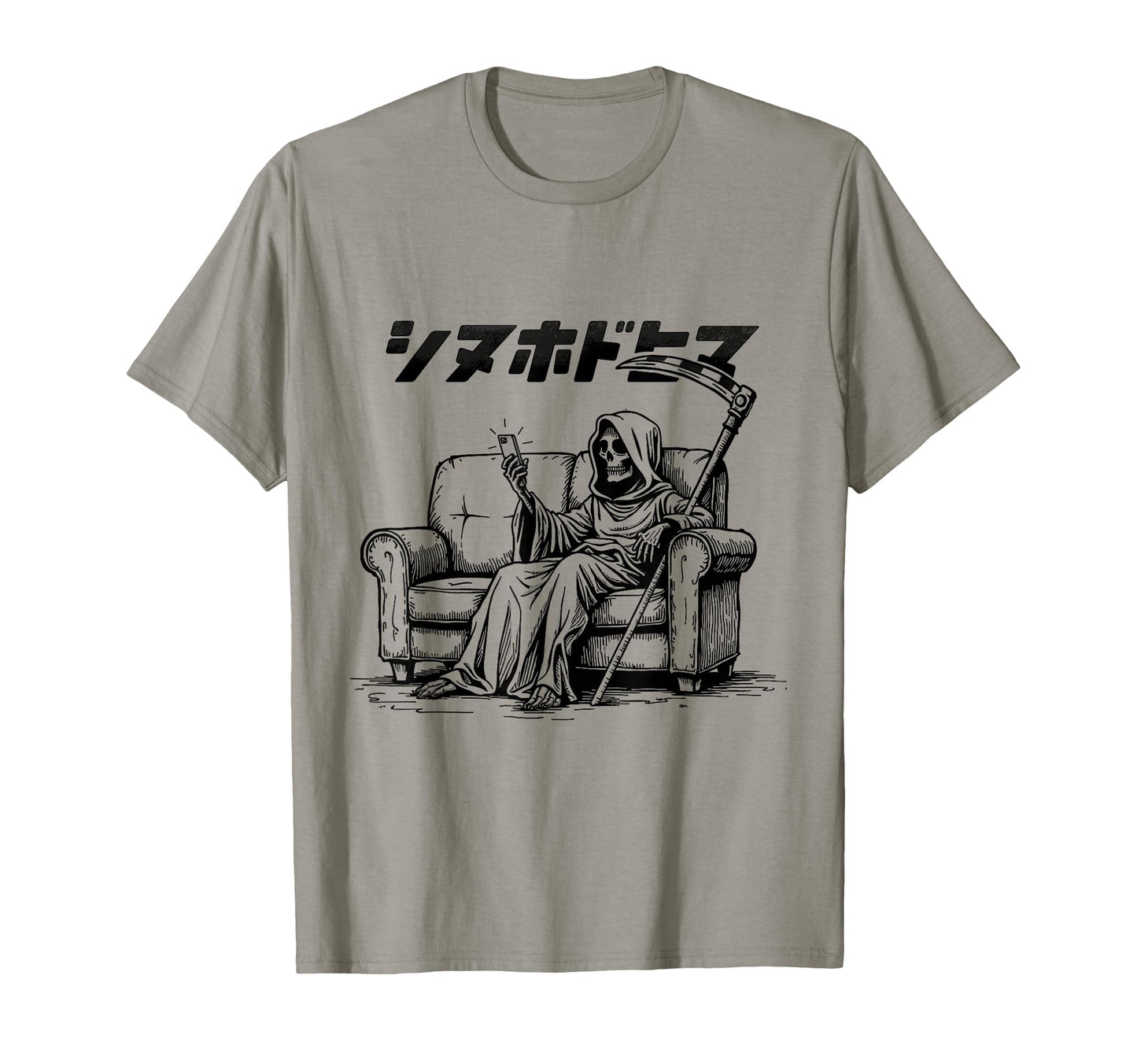 Bored Reaper Japanese Vaporwave T-Shirt - Graphic Print for Adults - T-Shirt, Sweatshirt, Hoodie