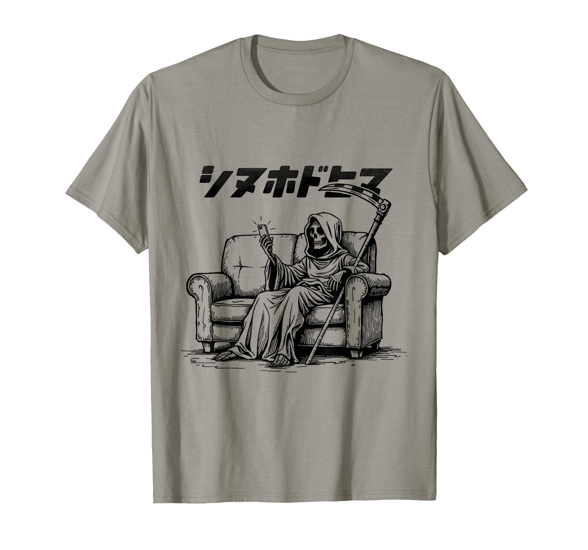 Bored Reaper Japanese Vaporwave T-Shirt - Graphic Print for Adults - T-Shirt, Sweatshirt, Hoodie