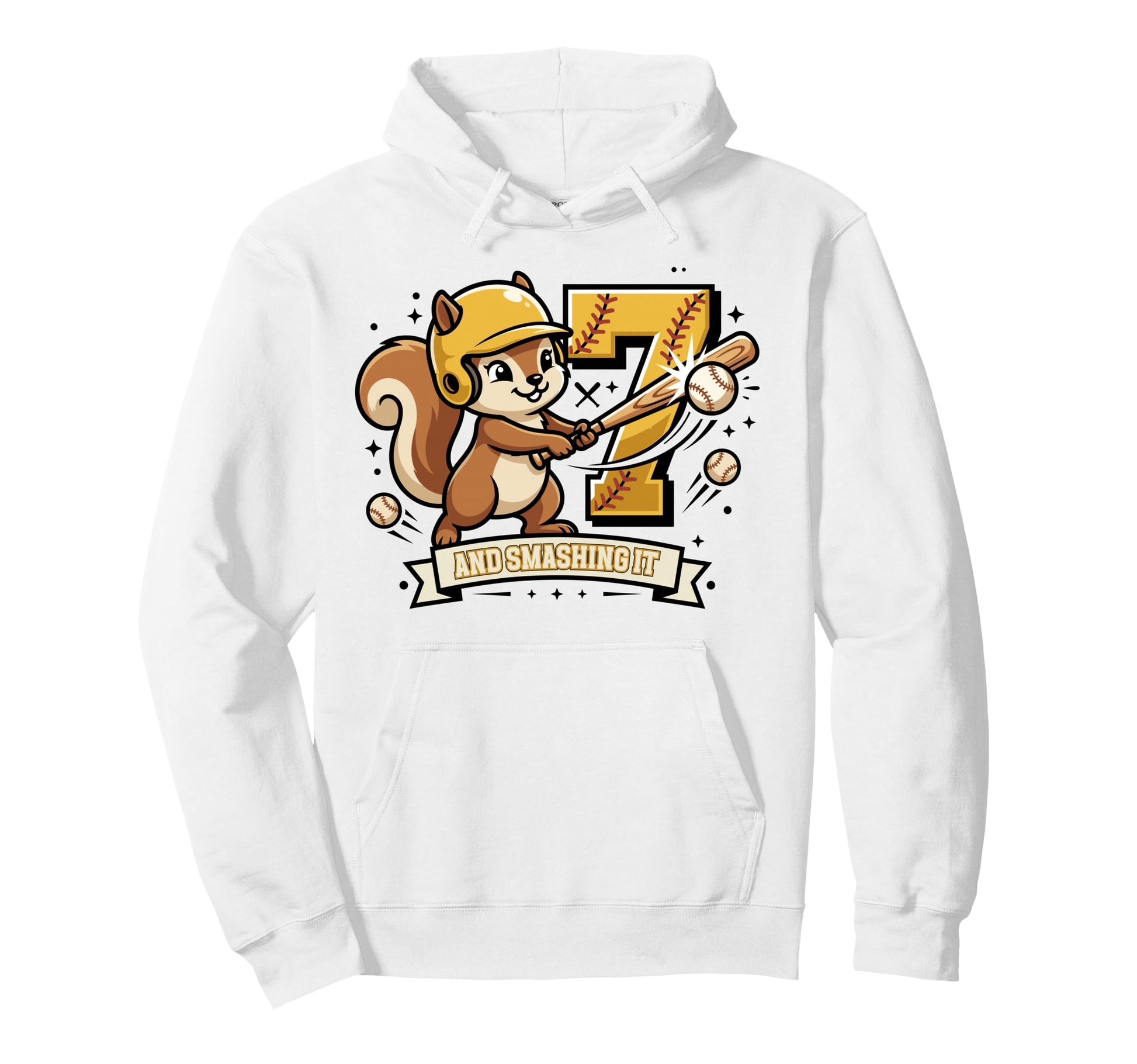 7Th Birthday Softball Smashing It Seven Hoodie - Graphic Print Men Women - T-Shirt, Sweatshirt, Hoodie