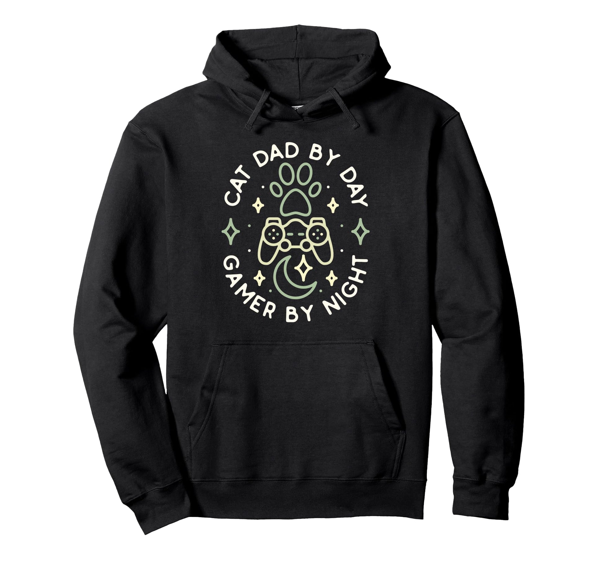 Cat Dad Day Gamer Night Console Video Hoodie - Unique Graphic Men Women - T-Shirt, Sweatshirt, Hoodie