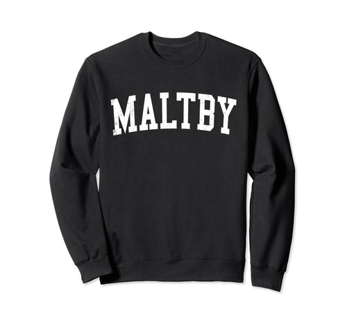 Maltby Wa Distressed White Varsity Sweatshirt - Unique Graphic Unisex - T-Shirt, Sweatshirt, Hoodie