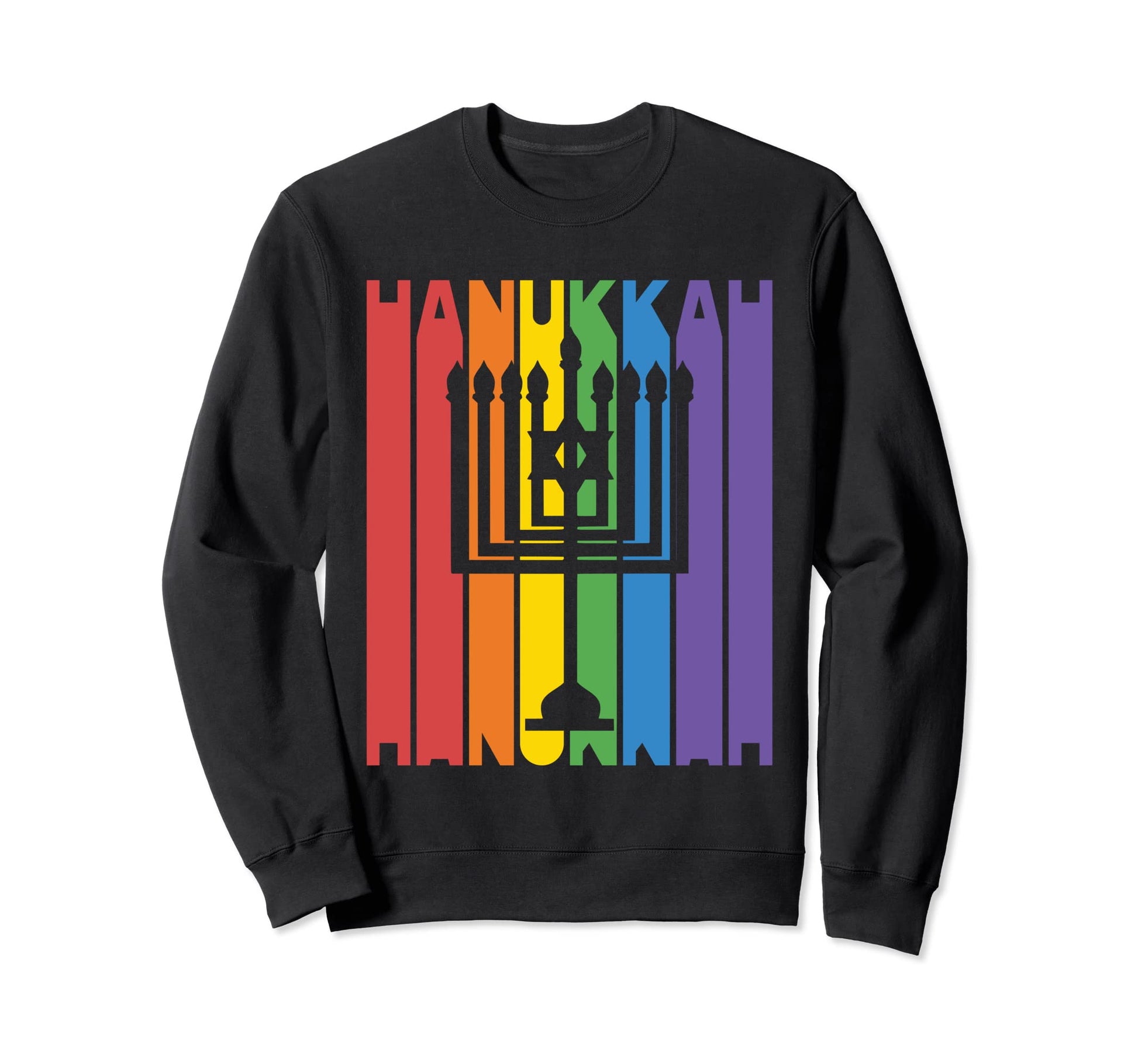 Hanukkah Rainbow Chanukah Jewish Sweatshirt - Casual Everyday Wear Unisex - T-Shirt, Sweatshirt, Hoodie