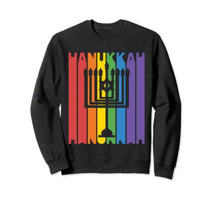 Hanukkah Rainbow Chanukah Jewish Sweatshirt - Casual Everyday Wear Unisex - T-Shirt, Sweatshirt, Hoodie