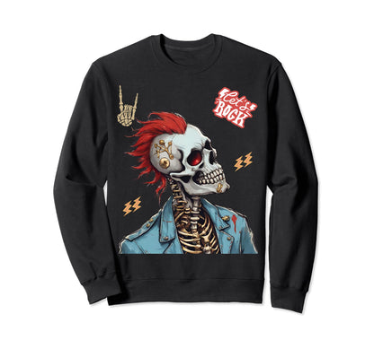 Lets Rock Skeleton Rocker Music Sweatshirt - Streetwear Style for Adults - T-Shirt, Sweatshirt, Hoodie