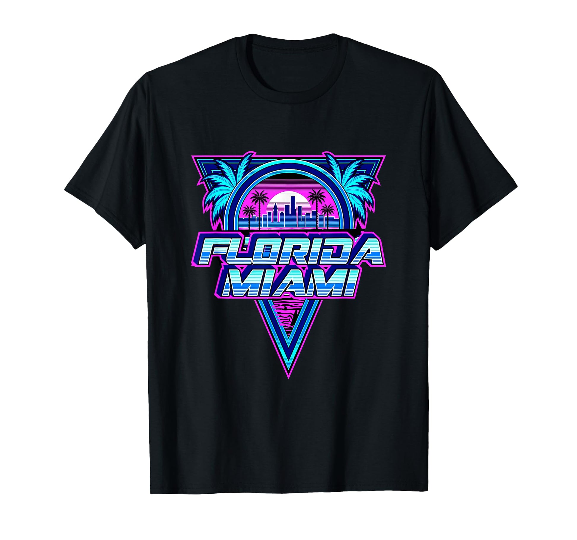Miami Florida Skyline Vaporwave T-Shirt - Streetwear Style Men Women - T-Shirt, Sweatshirt, Hoodie