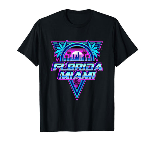 Miami Florida Skyline Vaporwave T-Shirt - Streetwear Style Men Women - T-Shirt, Sweatshirt, Hoodie