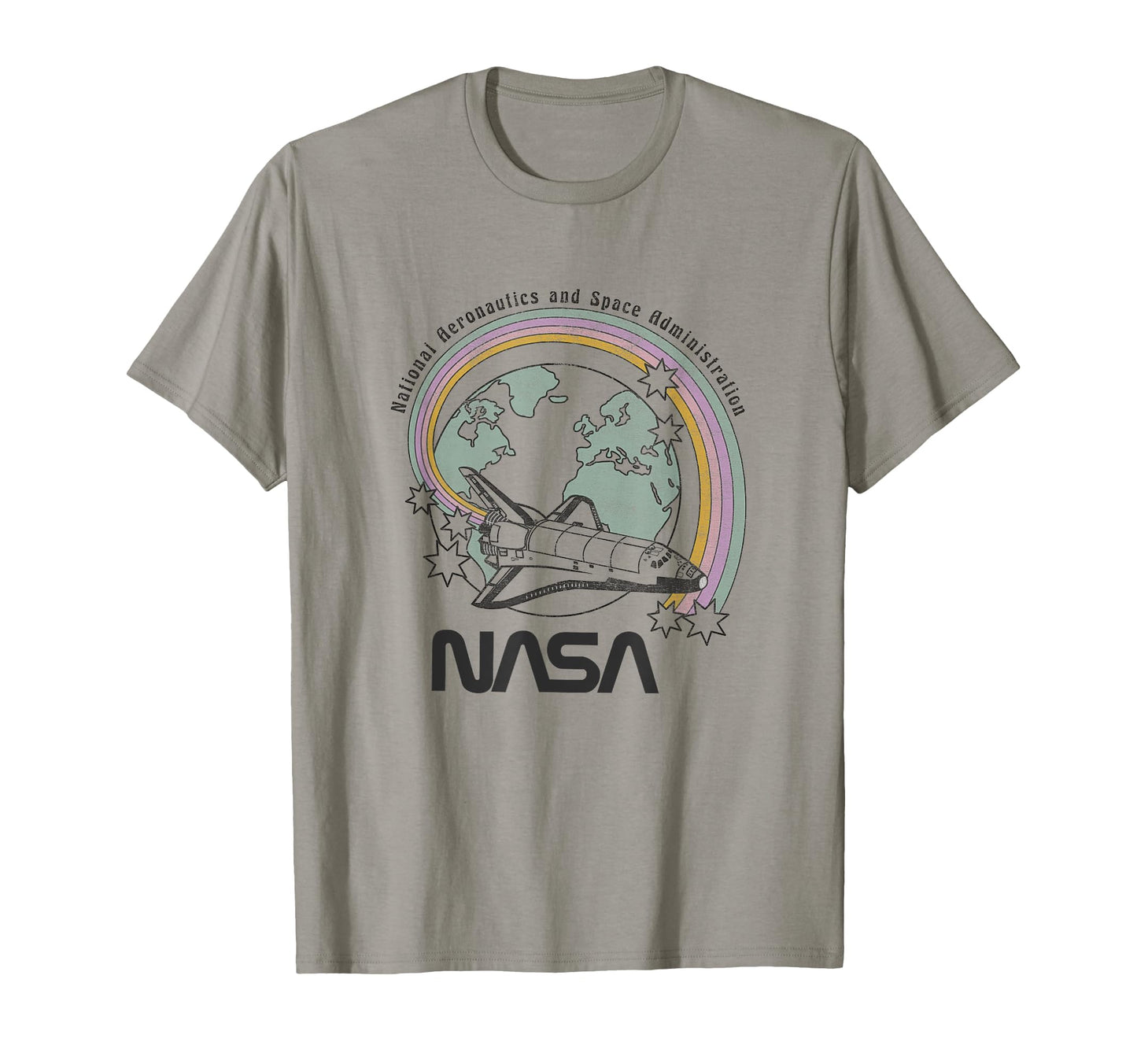 Nasa Pastel Rainbow Rocket Ship Earth T-Shirt - Custom Art Print Unisex - T-Shirt, Sweatshirt, Hoodie