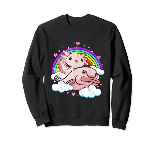 80S 90S Axolotl Rainbow Axolotl Sweatshirt - Minimalist Print Unisex - T-Shirt, Sweatshirt, Hoodie