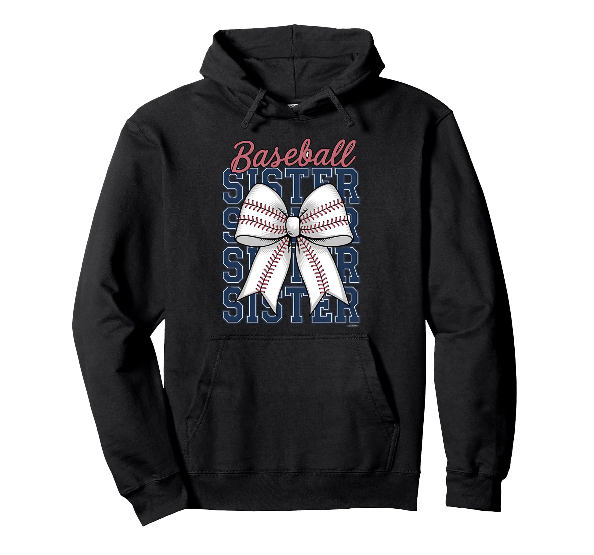 Baseball Sister Coquette Bow Hoodie - Trendy Graphic Unisex - T-Shirt, Sweatshirt, Hoodie