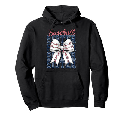 Baseball Sister Coquette Bow Hoodie - Trendy Graphic Unisex - T-Shirt, Sweatshirt, Hoodie