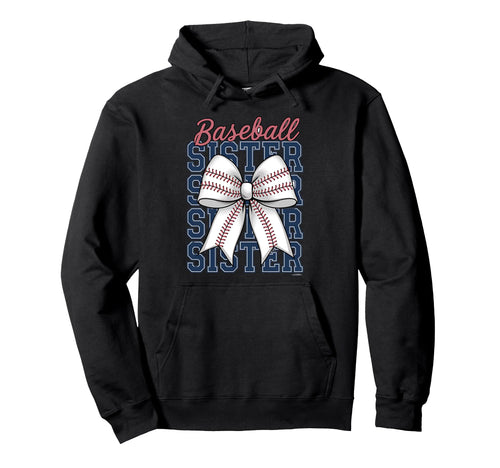 Baseball Sister Coquette Bow Hoodie - Trendy Graphic Unisex - T-Shirt, Sweatshirt, Hoodie