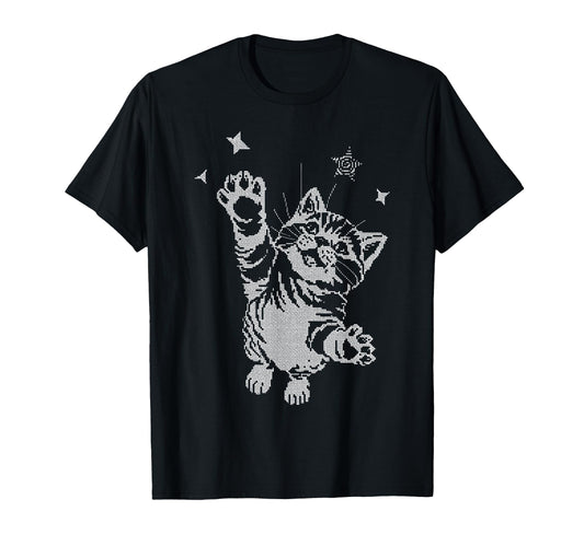 Y2K Cat Jumping Stars Silly 90S 2000S Grunge T-Shirt - Graphic Print Unisex - T-Shirt, Sweatshirt, Hoodie